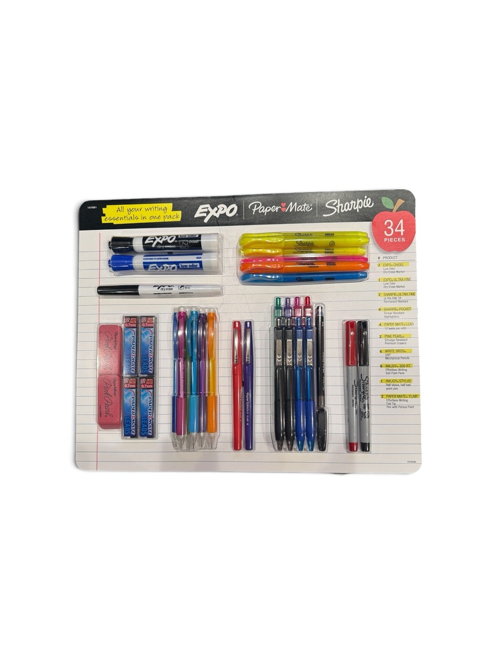EXPO, Paper Mate & Sharpie 34-Piece Assorted Color Writing Set - NEW